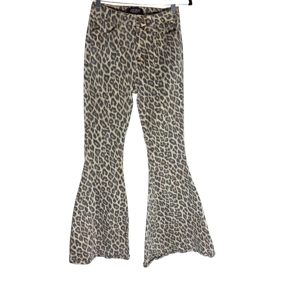 Judy Blue Highrise Leopard Super Flare Jeans sz 27